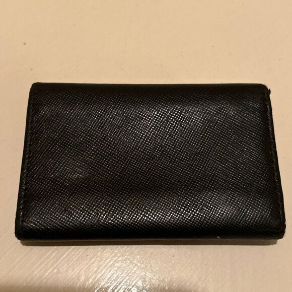 Prada Trifold Key Holder Card Wallet Black Leather Keycase Minimalist Luxury - Picture 3 of 13
